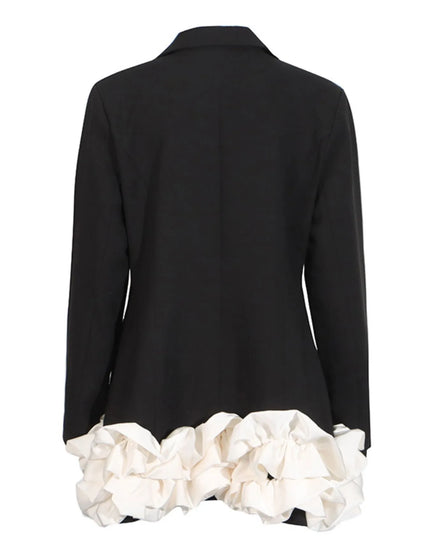Ruffle Hem Double-Breasted Blazer Dress