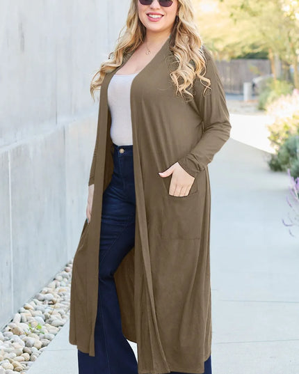 Basic Bae Full Size Open Front Long Sleeve Cover Up