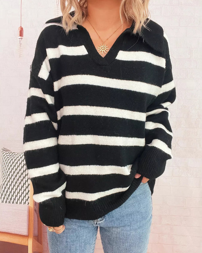 Striped Dropped Shoulder Sweater