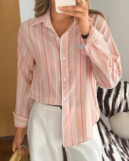 Striped Button Up Long Sleeve Shirt