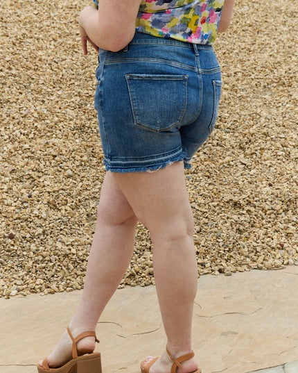 RISEN Maya Full Size Mid Rise Asymmetrical Shorts