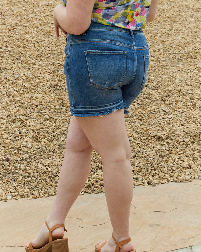 RISEN Maya Full Size Mid Rise Asymmetrical Shorts