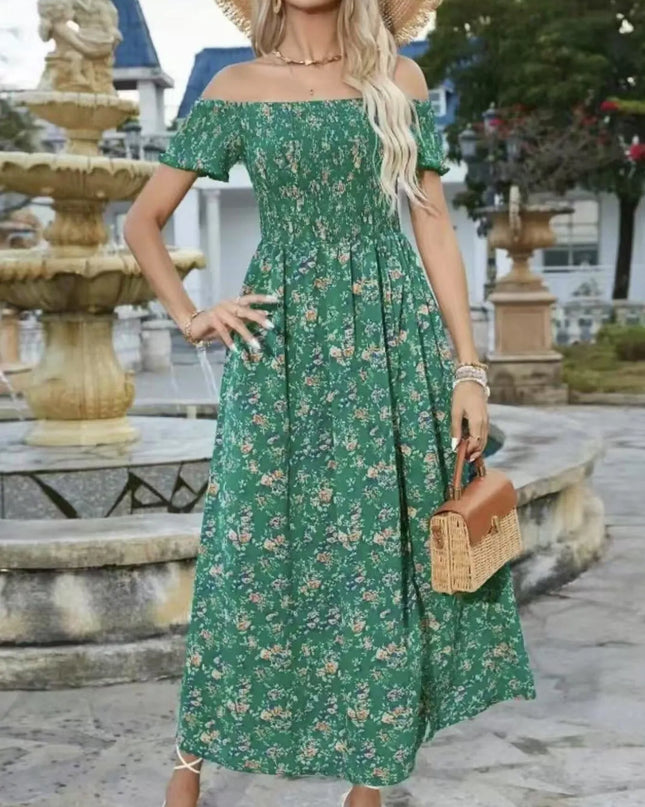 Full Size Slit Off-Shoulder Floral Midi Dress Plus Size