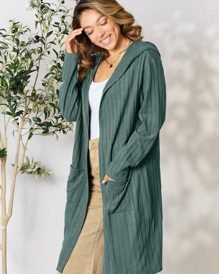 Basic Bae Full Size Hooded Sweater Cardigan