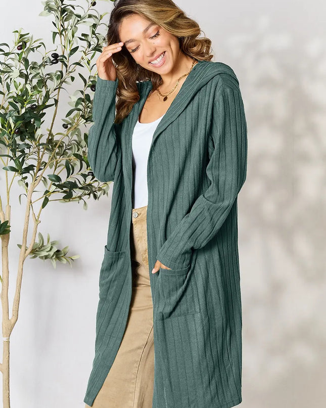 Basic Bae Full Size Hooded Sweater Cardigan