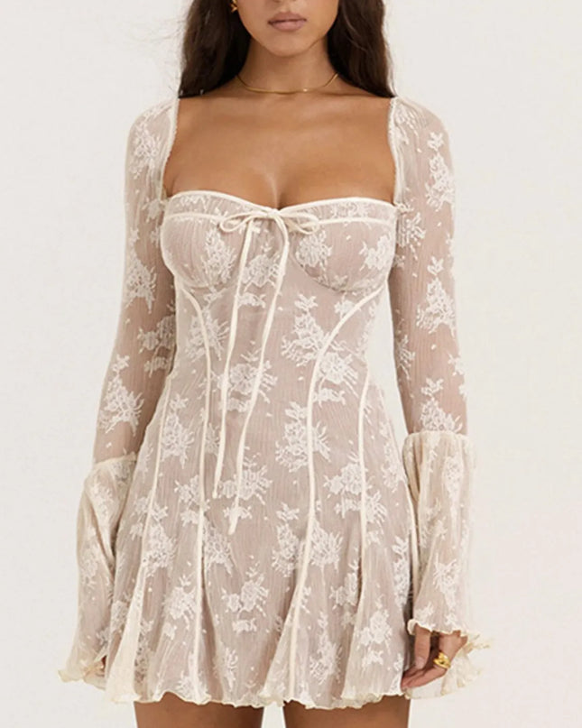Sweetheart Neck Lace Mini Dress