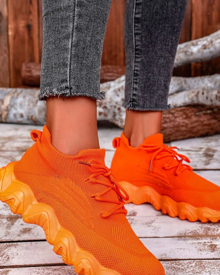 Mesh Lace-Up Round Toe Athletic 