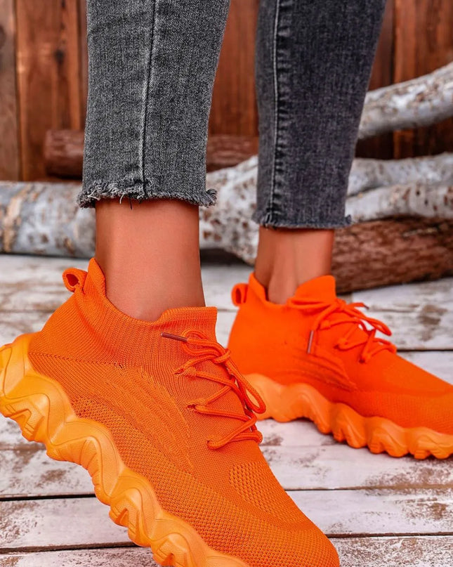 Mesh Lace-Up Round Toe Athletic 