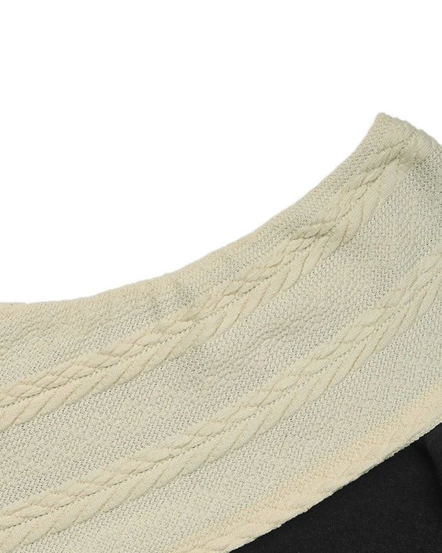 Asymmetrical Contrast Long Sleeve Dress