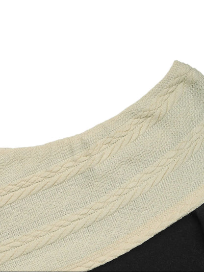 Asymmetrical Contrast Long Sleeve Dress