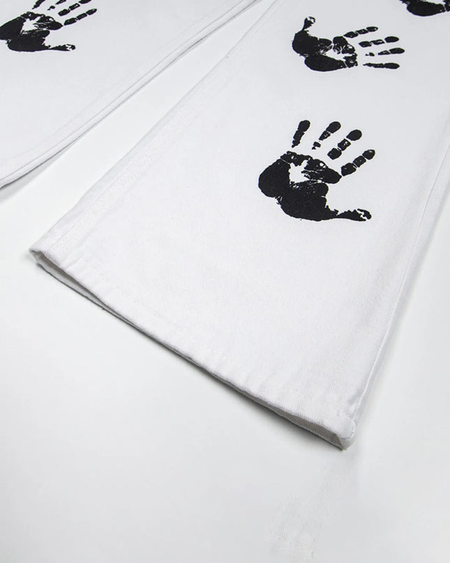 Men's Handprint Pattern Jeans