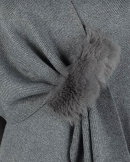 Surplice Neck Pom-Pom Trim Poncho