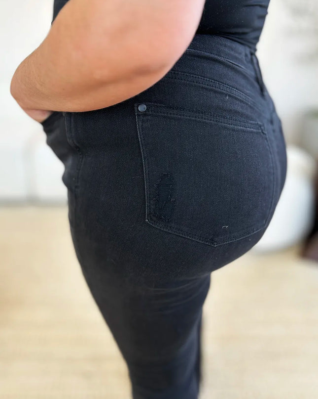 Judy Blue Full Size High Waist Distressed Flare Jeans