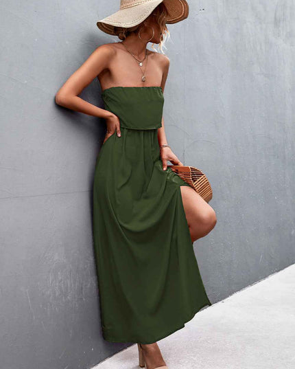 Strapless Split Maxi Dress