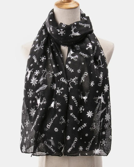 Christmas Element Polyester Scarf Black One Size