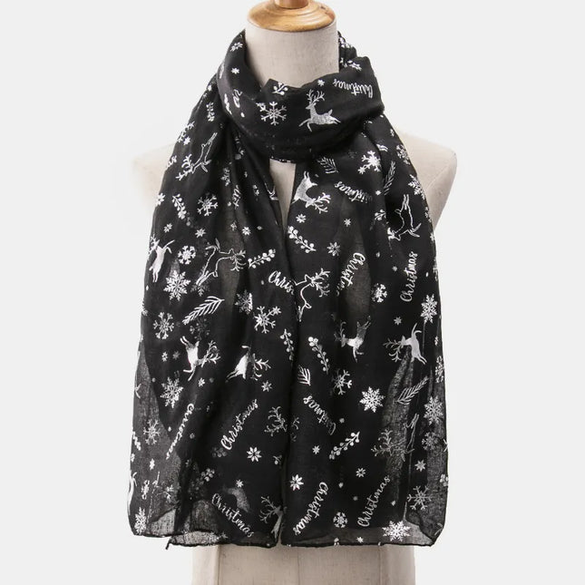 Christmas Element Polyester Scarf Black One Size
