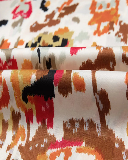 Abstract Print 3/4 Sleeve Ruffle Blouse