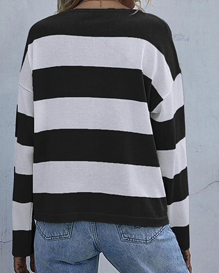 Striped Casual Long Sleeve Knit Top