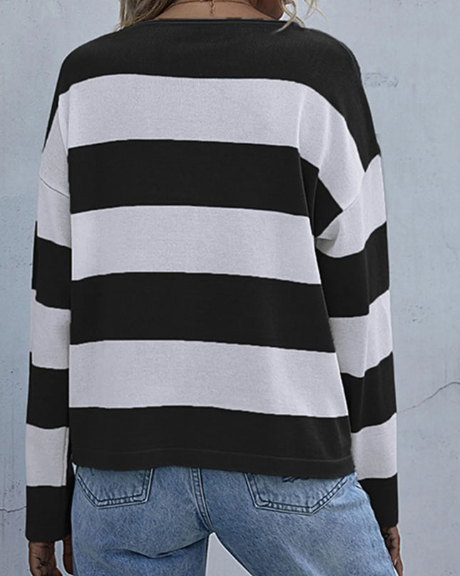 Striped Casual Long Sleeve Knit Top