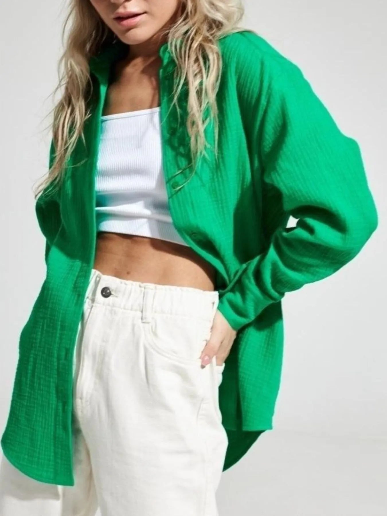 Button Up Long Sleeve Texture Shirt