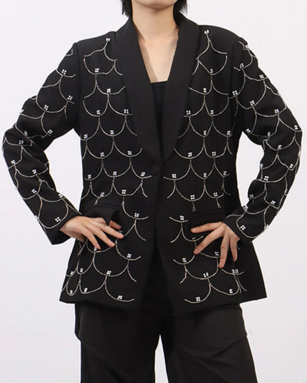 Pearl Detail Long Sleeve Blazer