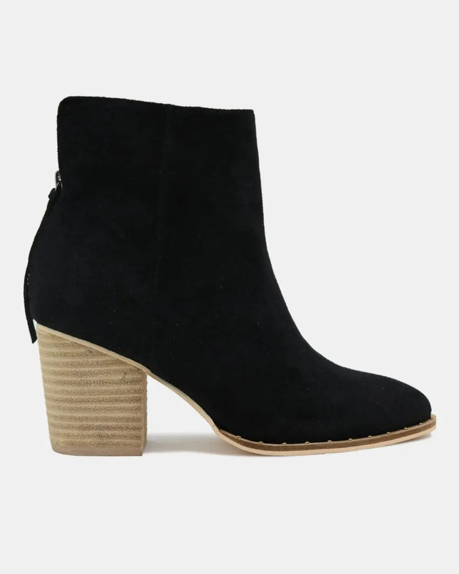 Beast Fashion Suede Point Toe Ankle Booties Black