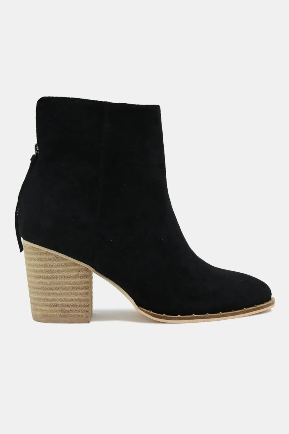 Beast Fashion Suede Point Toe Ankle Booties Black