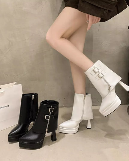 Point Toe High Heels Boots