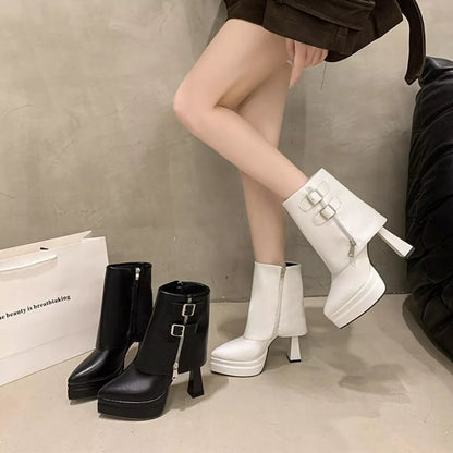 Point Toe High Heels Boots