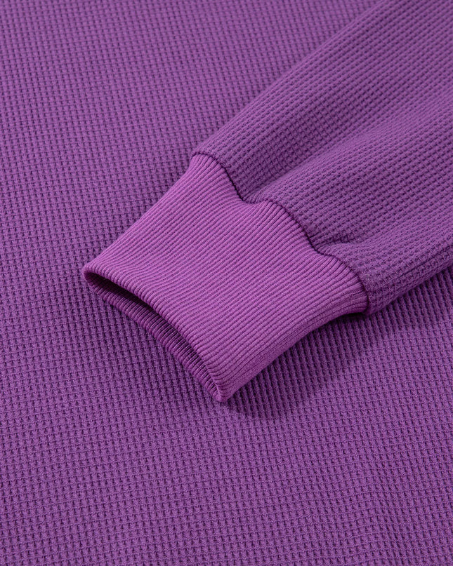 Solid Color Raw Seam Patchwork Ribbed Drop Shoulder Sweatshirt