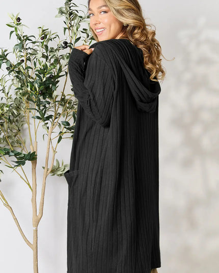 Basic Bae Full Size Hooded Sweater Cardigan