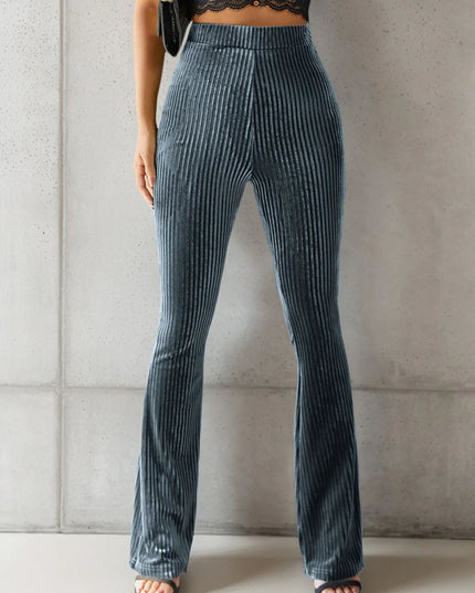 High-Waisted Ribbed Velvet Flare Pants