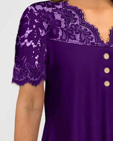 Lace Panel Short Sleeve Blouse 