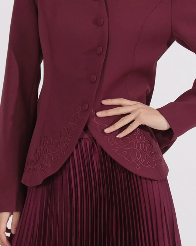 Button Up Long Sleeve Top and Pleated Skirt Set