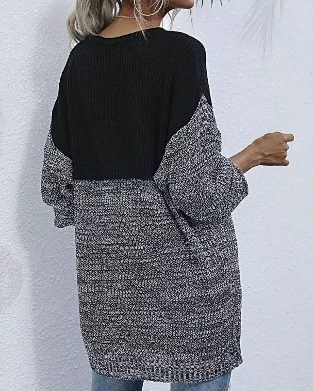 Color Block Long Sleeve Oversized Sweater