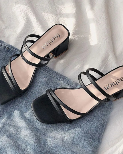 Open Toe Block Heels Sandals 