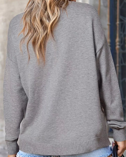 Casual Seam Detail Loose-Fit Knit Sweater