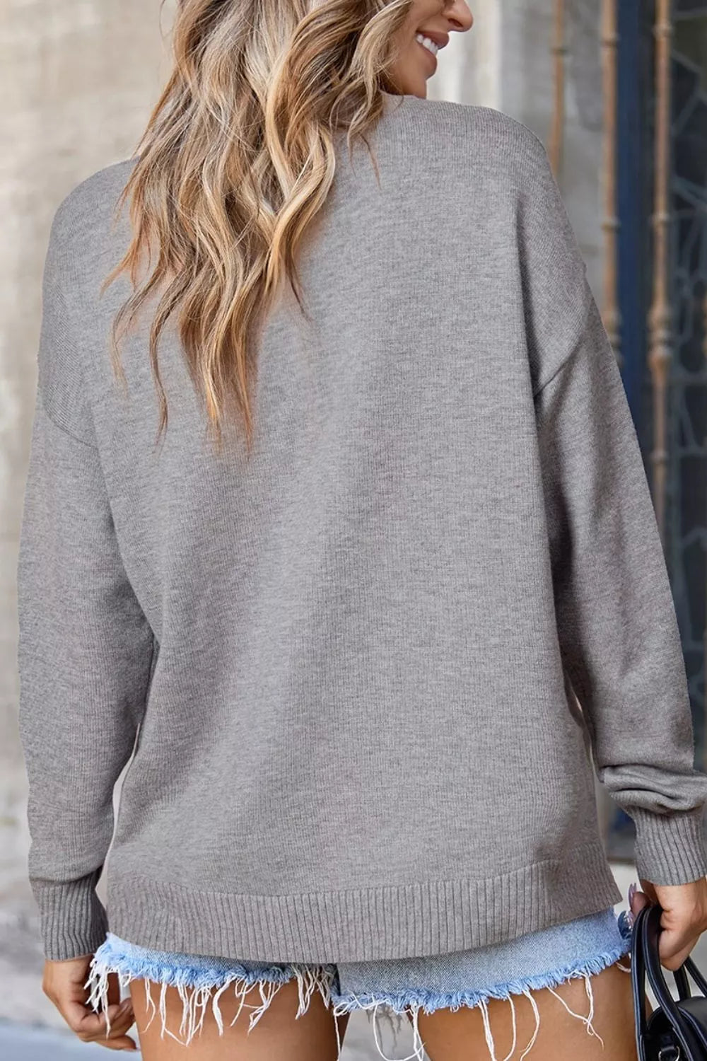 Casual Seam Detail Loose-Fit Knit Sweater