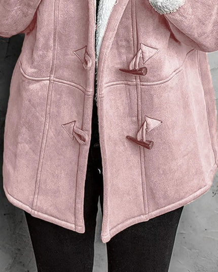 Full Size Cozy Sherpa Lined Toggle Coat with Hood Plus Size