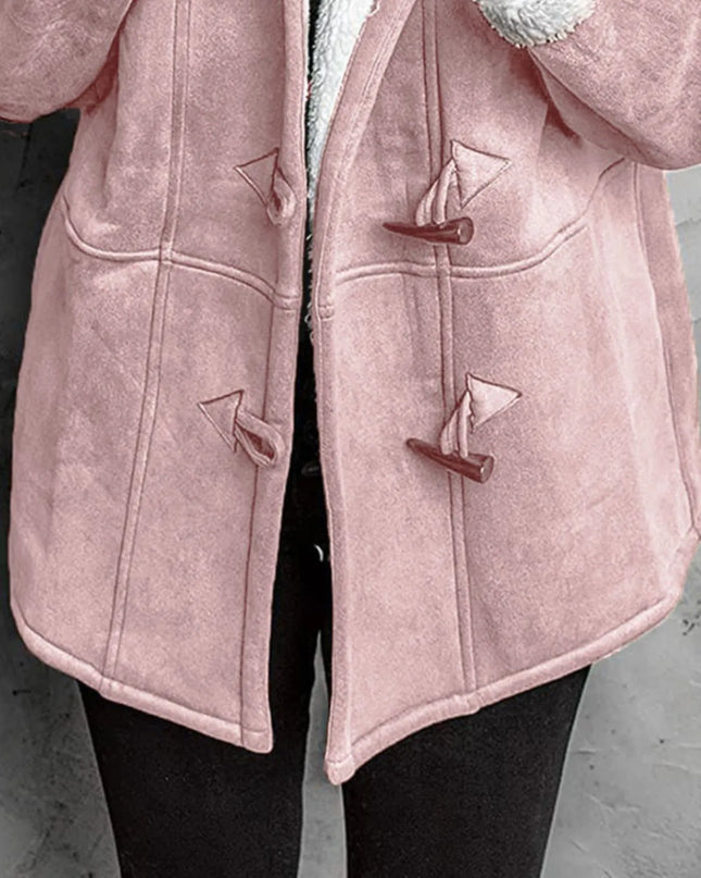 Full Size Cozy Sherpa Lined Toggle Coat with Hood Plus Size