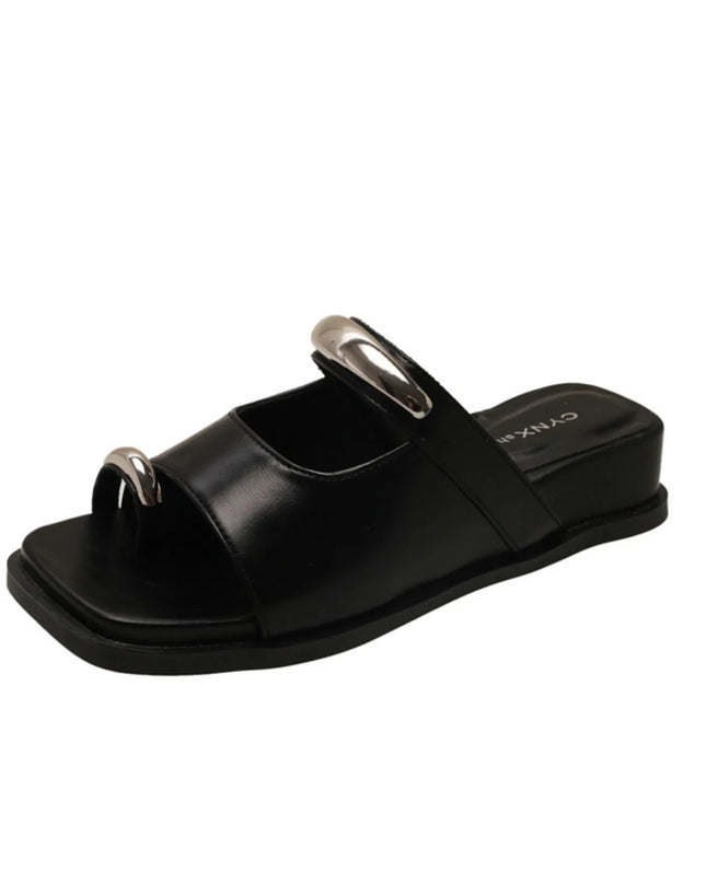 Toe Loop Cutout Platform Sandals 