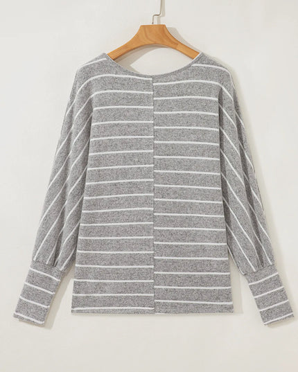Stripe Dolman Sleeve Drop Shoulder Top