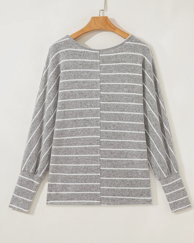 Stripe Dolman Sleeve Drop Shoulder Top