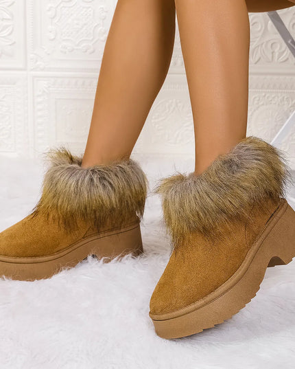 Furry Trim Platform Winter Boots
