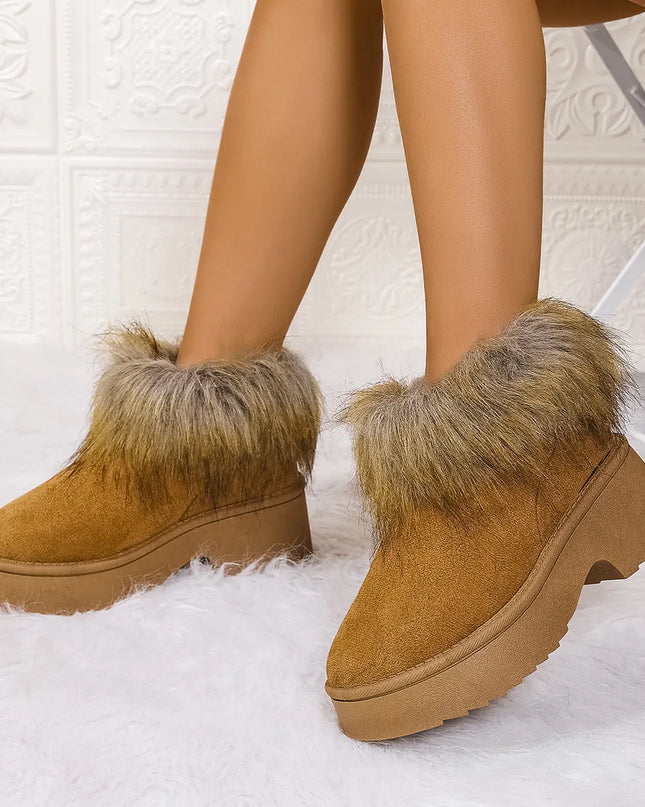 Furry Trim Platform Winter Boots