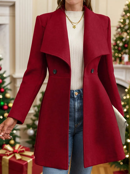 Collared Neck Button Up Long Sleeve Coat Rust