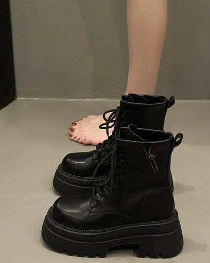 Lace Up Platform Boots Black