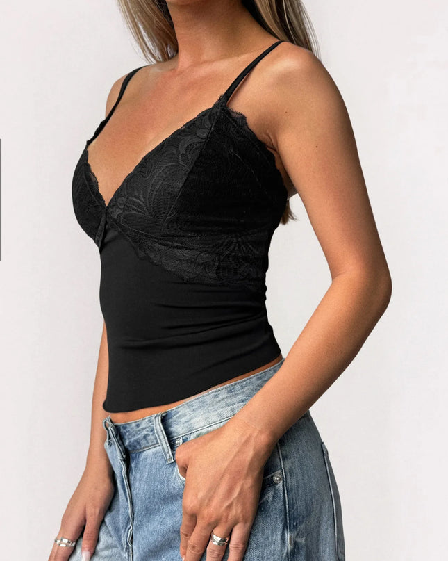 Lace Trim V-Neck Cami Top