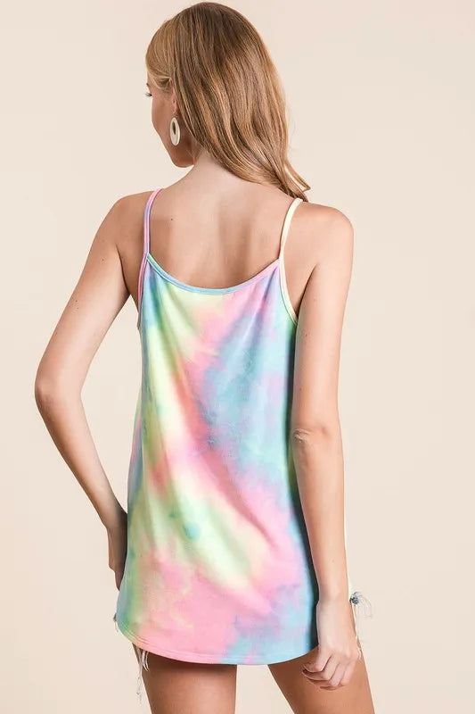 BiBi Tie Dye Terry Caged Neck Knit Camisole