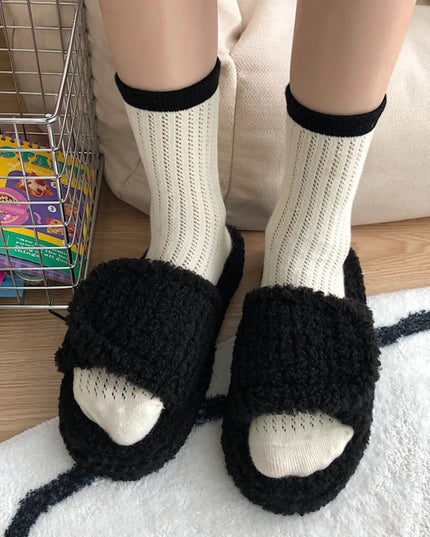 Cozy Fuzzy Open Toe Slippers